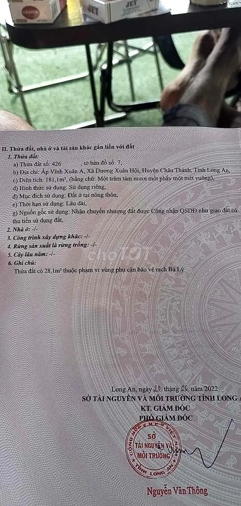 Bán Lô Đất Thổ Cư Gần Chợ Tâm Vu