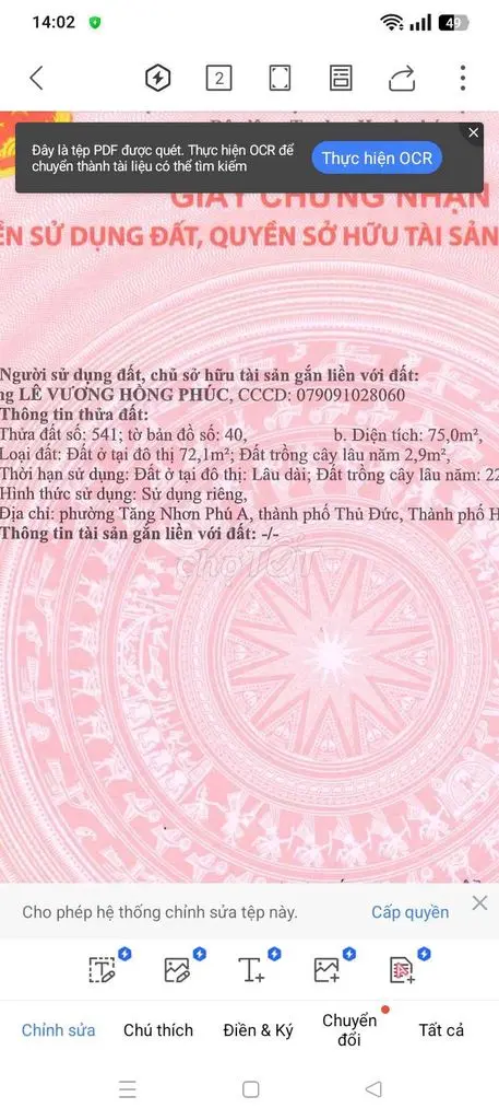 Bán Lô Đất Đường 102 P Tăng Nhơn Phú A.