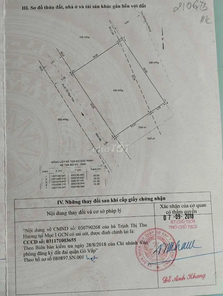 Lô Đất Tuyệt Đẹp 20 X 15 , 2 Mặt Tiền ( Mặt Tiền Hiện Hữu 6M