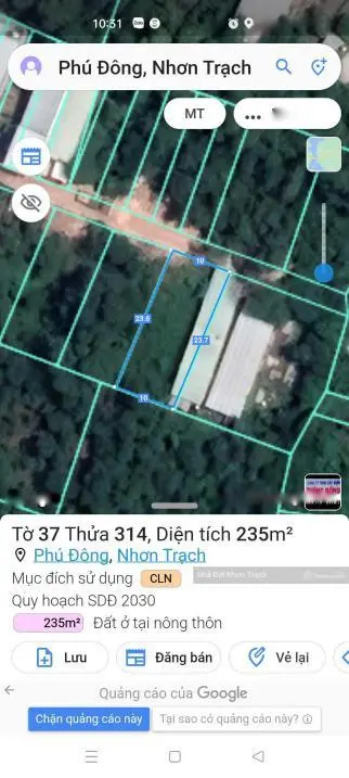 Cần Bán Gấp Mảnh Đất 235 M2 Tại Xã Phú Đông - Nhơn Trạch - Đồng Nai, Giá 1.8 Tỷ