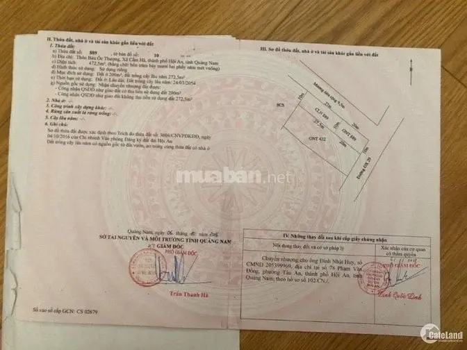 Chào Bán Lô Đất Mặt Tiền Chiều Hồng (Bầu Ốc Thượng), Cẩm Hà Hội An.