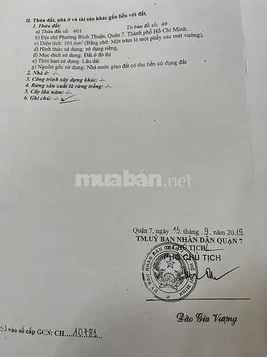 Bán Đất Mặt Tiền Đường Số 7 Phường Tân Thuận Đông Quận 7 Hcm