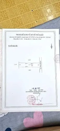 Bán Đất Thổ Cư Đường Võ Văn Ngân, Đức Hòa, Long An, Ngang 5X25M