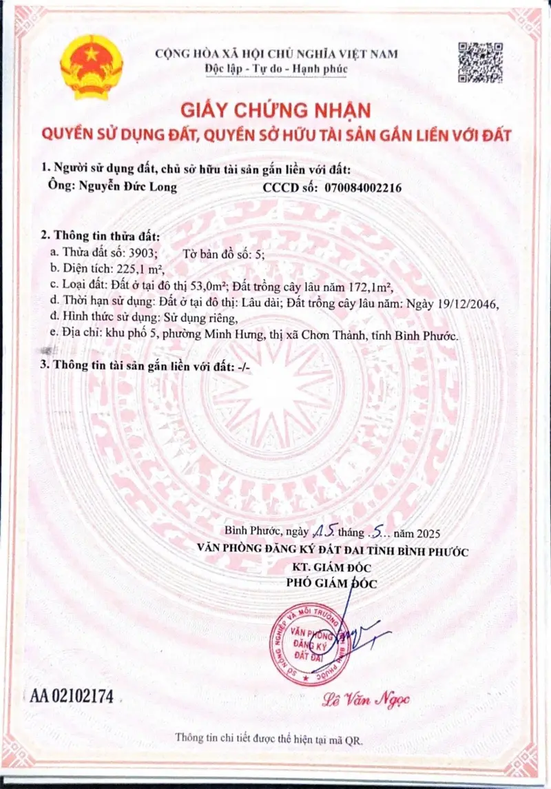 Bán Lô Đất Khu Phố 5 Minh Hưng, Cách Kcn Chỉ 300 M