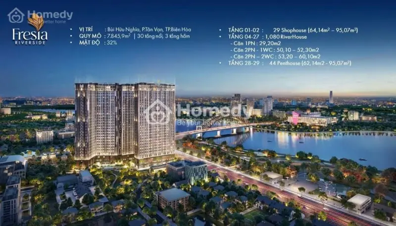 Fresia Riverside - Căn Hộ View Sông Đối Diện Aeon Mall Biên Hòa
