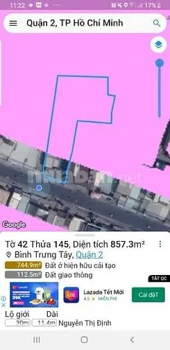 Bán Đất Mặt Tiền Nguyễn Thị Định Quận 2 Cũ Giá 87,5 Tỷ