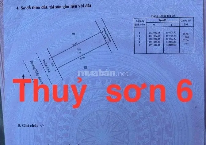 2 Lô Đường Thủy Sơn 6,Giá 13,5 Tỷ, Khuê Mỹ, Nhsơn, Đ Nẵng, 225M2