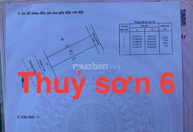 2 Lô Đường Thủy Sơn 6,Giá 13,5 Tỷ, Khuê Mỹ, Nhsơn, Đ Nẵng, 225M2
