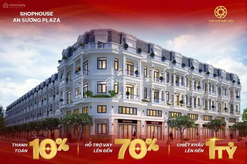 Bán Căn Góc Shophouse 481M2 Đối Diện Chợ An Sương ,Sổ Hồng Sẵn ,Đã Hoàn Công Nhà