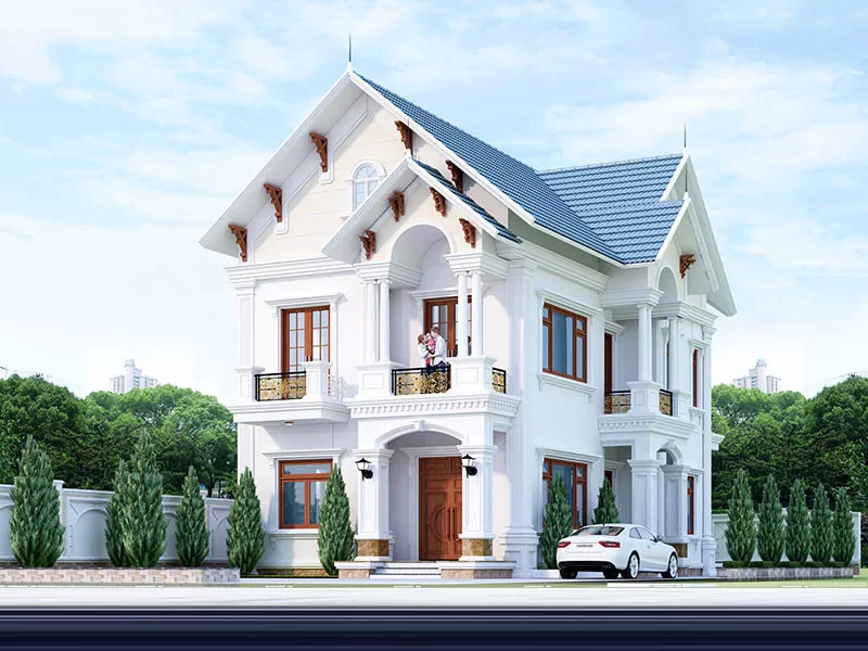 Mẫu số 11: Mẫu với ban công nhôm đúc vàng. Gía xây dựng khoảng 2.1 tỷ. 