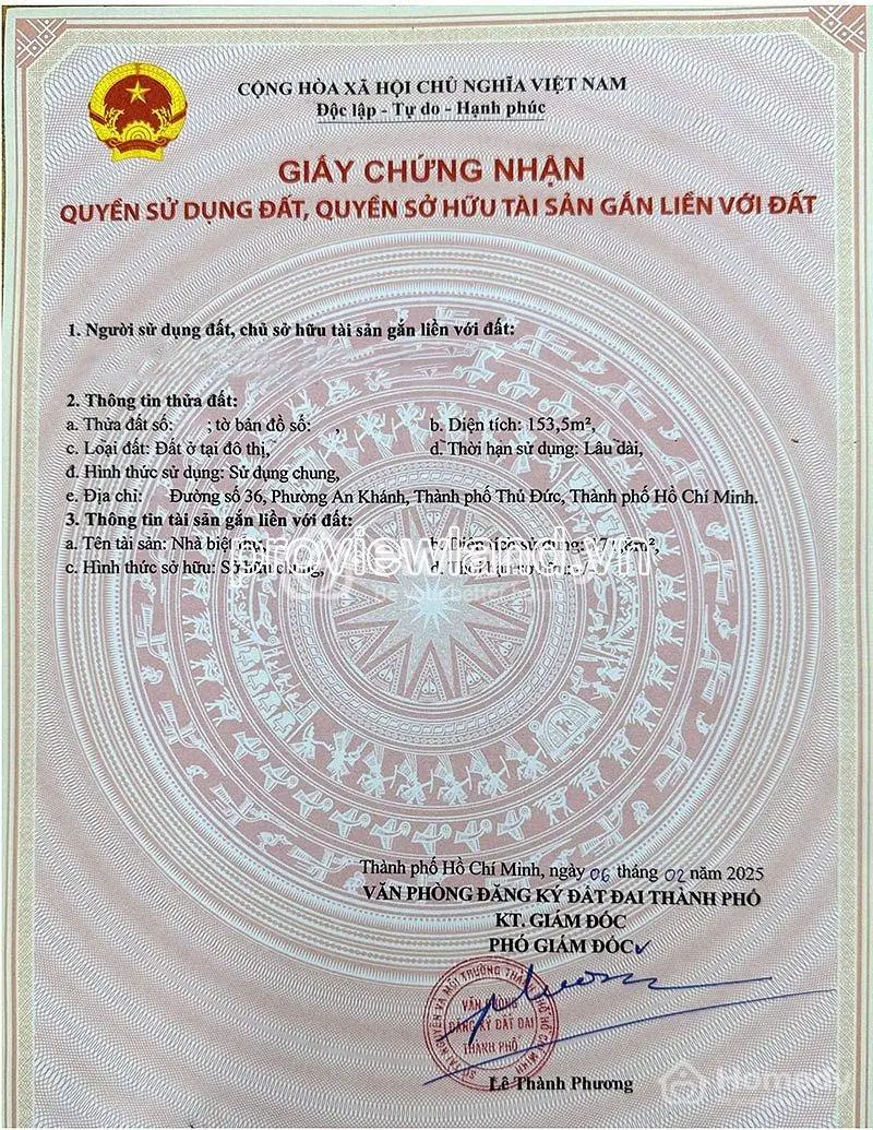 Bán Nhà Đất Đường Số 36 An Khánh, Tp. Thủ Đức, 153,5M², Sổ Hồng, Giá 36 Tỷ
