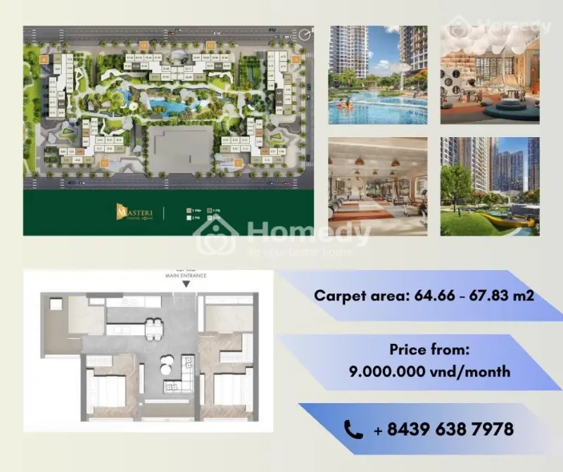 Cho Thuê Căn Hộ 2 Phòng Ngủ Tại Dự Án Masterise Centre Point Trong Khu Đô Thị Vinhomes Grand Park