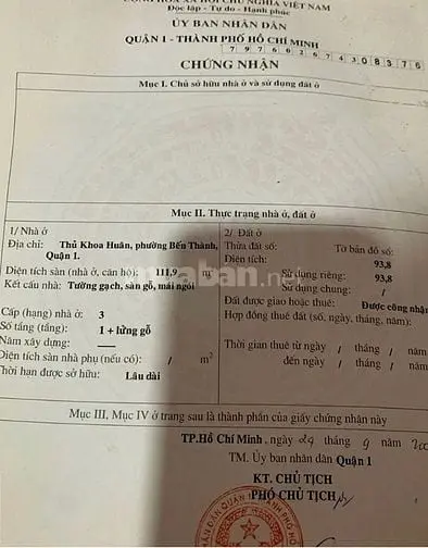 Bán Nhà Mặt Tiền Phường Bến Thành, Q1, 93,8M², Vị Trí Vàng Hiếm Có