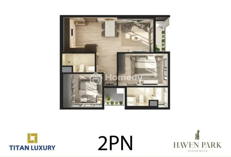 Bán Căn Hộ 2 Ngủ 2 Vệ Sinh , 69M2 Sử Dụng , Trục 16 - Chung Cư Haven Park , Kđt Ecopark - Giá Tốt