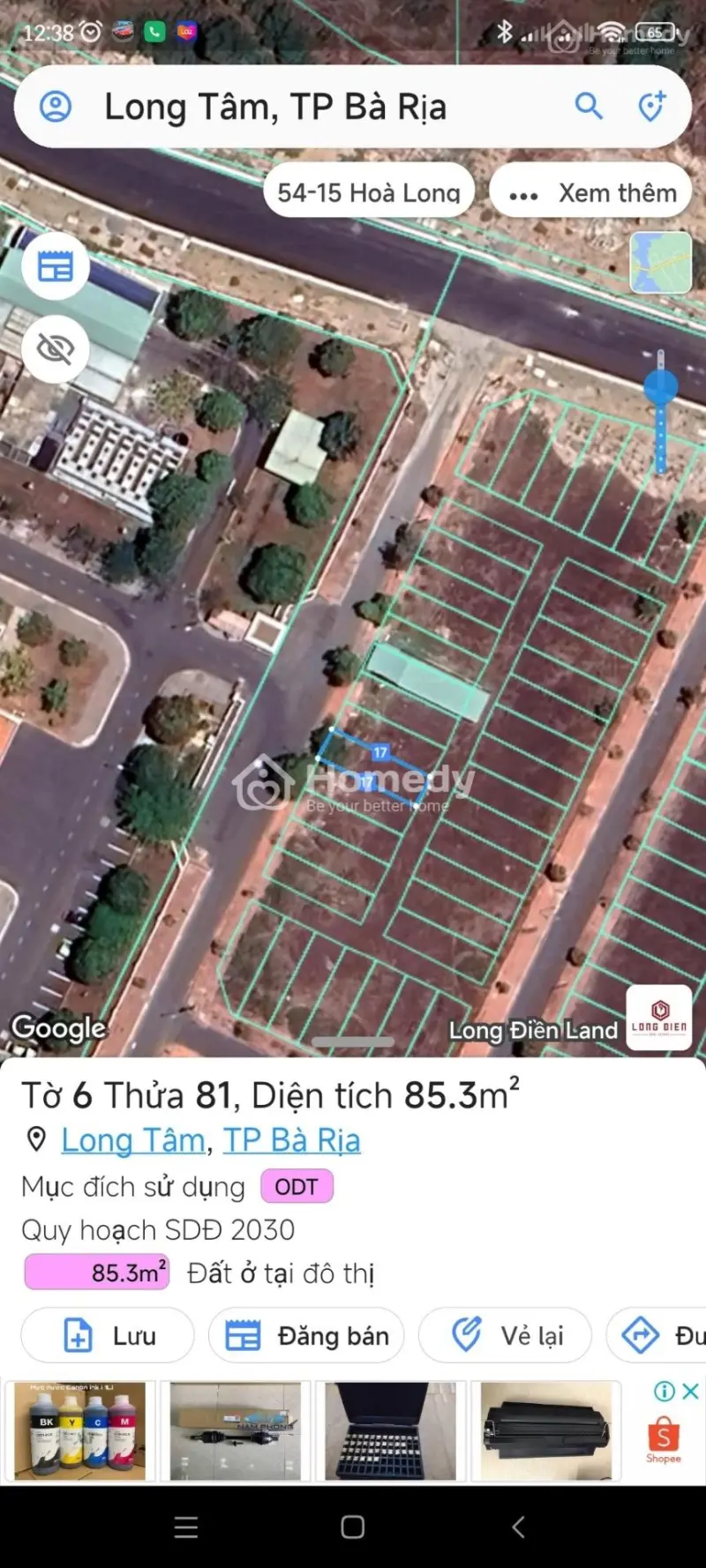 Bán Đất Nền Thổ Cư Đô Thị Cổng Sau Bệnh Viện Bà Rịa - Gía 2,3 Tỷ