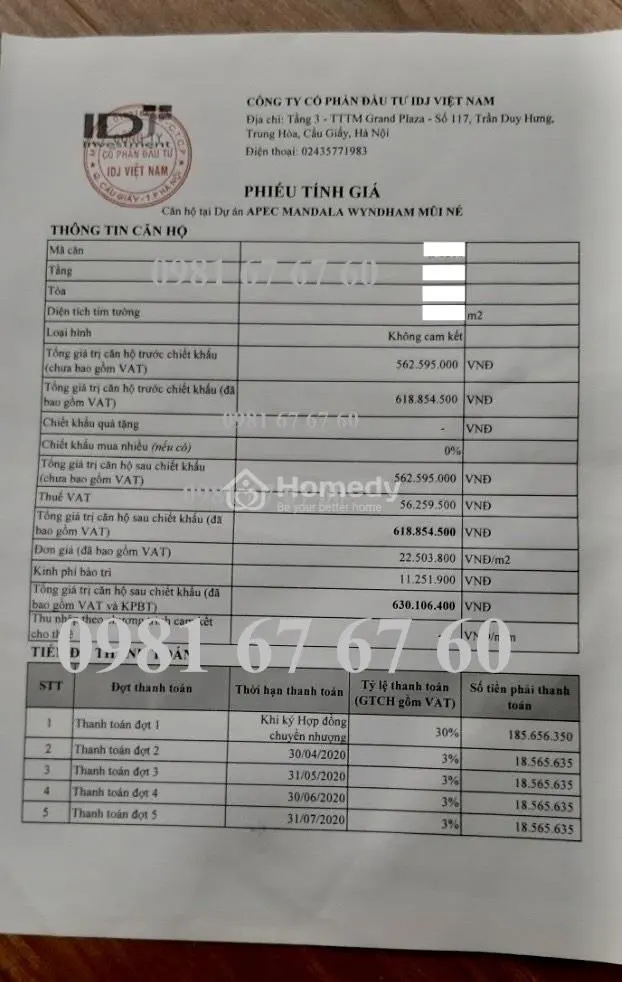 Tổng Hợp Các Căn Ngộp Tiền Bán Rẻ 1Pn Giá 600Tr - 730Tr, 2Pn Giá 1,4 Tỷ (Giá 100% Căn Hộ Đã Vat)