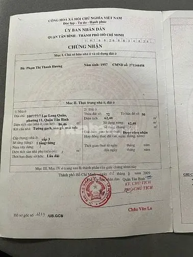 Bán Nhà 1007/77/7 Lạc Long Quân 4X17 1 Tầng Giá 6,1 Tỷ