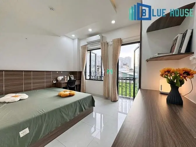 Cho Thuê Căn Hộ Studio Ban Công - Full Nội Thất Chỉ Tính Điện