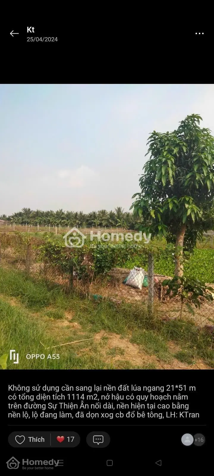 Đất Nông Nghiệp 20X50, Lộ 5M Đất Gần Khu Dân Cư, Chợ , Trường Học, Đất Đẹp Có Thể Lên Thổ Cư