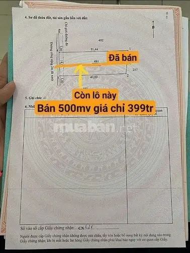 Bán 500M2 Đất Vườn (Ngang 9M Dài 49M) Đường Đá Xanh 399 Triệu