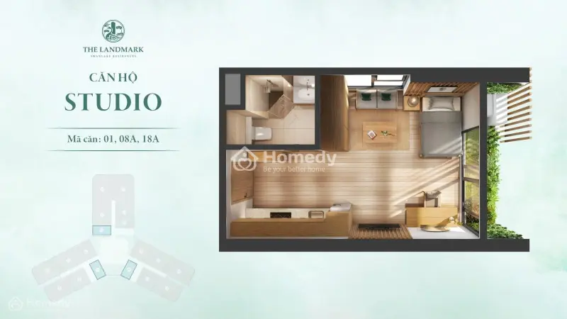 Giá Tốt - Bán Căn Hộ Studio , 35M2 Sử Dụng - Tòa Landmark Khoáng Nóng , Khu Đô Thị Ecopark