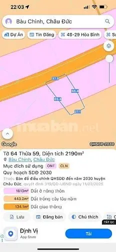 Cần Bán Lô Đất Mặt Tiền Đường Bàu Chinh -Láng Lớn