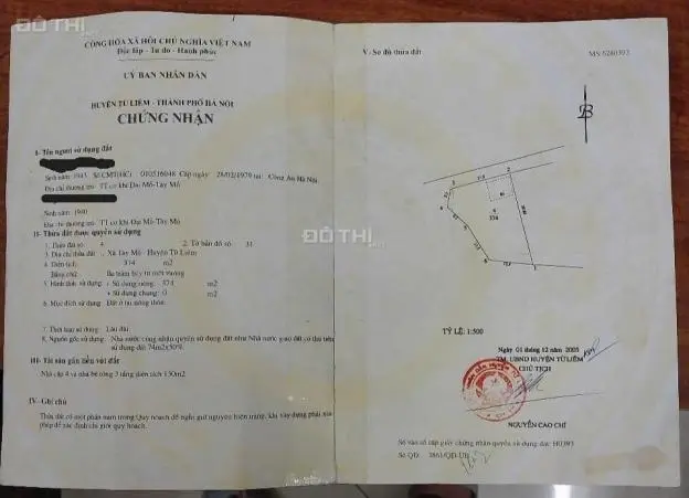 Bán Gấp Đất Thổ Cư, Sổ Đỏ Chính Chủ (1 Chủ) Tại Nhuệ Giang, Tây Mỗ, Nam Từ Liêm, Hà Nội