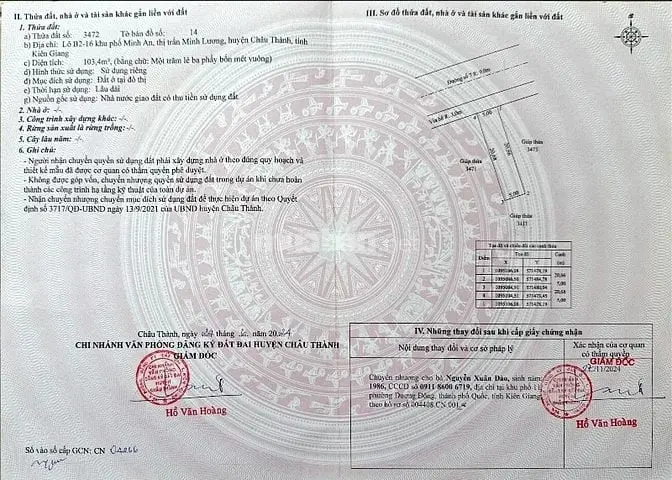 Nền Đất Ở 103,4 M2 Kđt Mới & Chợ Minh Lương – Châu Thành - An Giang