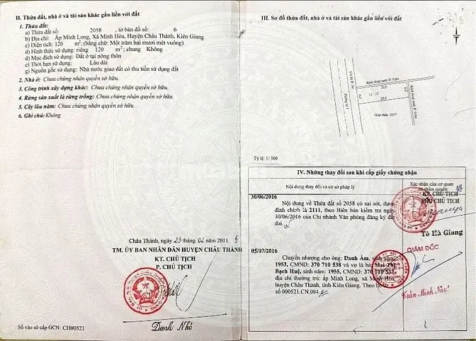 Nền Tđc Minh Long - Ấp Minh Long – Xã Minh Hòa – H. Châu Thành - Ag