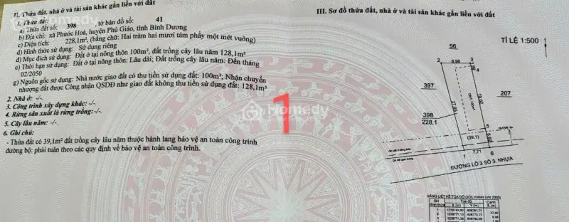 Cần Bán 4 Lô Đất Đã Có Thổ Cư Phú Giáo, Bình Dương (Cũ)