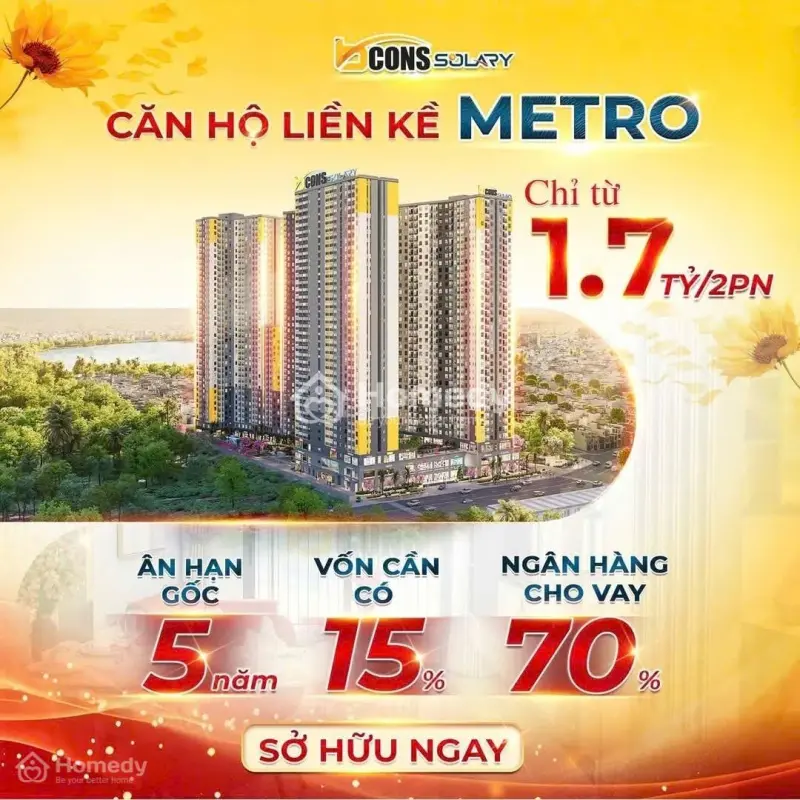 Bcons Solary Căn 2Pn-2Wc Ngay Vành Đai 3, Cách Metro 500M Giá Từ 1Tỷ75-1Tỷ9