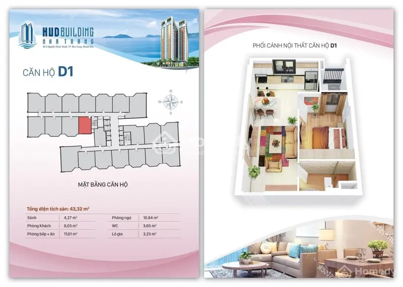 Chủ Nhà Cần Bán Nhanh Căn Hộ 1 Phòng Ngủ Hud Building Nha Trang, Đầy Đủ Nội Thất