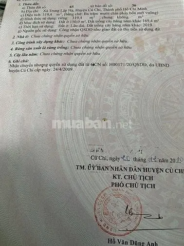 Chính Chủ Bán Đất Đường Nguyễn Thị Hương, 319M2, Sổ Đỏ, Giá 2,5Tỷ