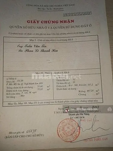 Đất 2Mt Nhà Máy Cao Su Đà Nẵng(Vũ Mộng Nguyên & Trần Văn Thành)467M2/4