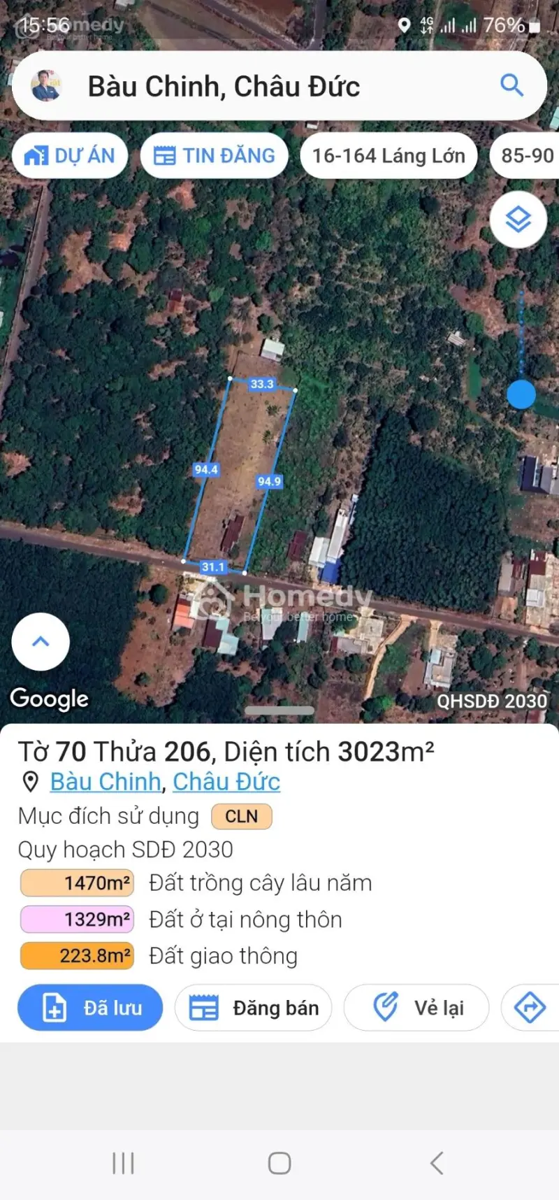 Bán Đất Bàu Chinh Châu Đức 31X100 , Đất Nợ Hậu, Khu Dân Cư 4.2 Tỉ