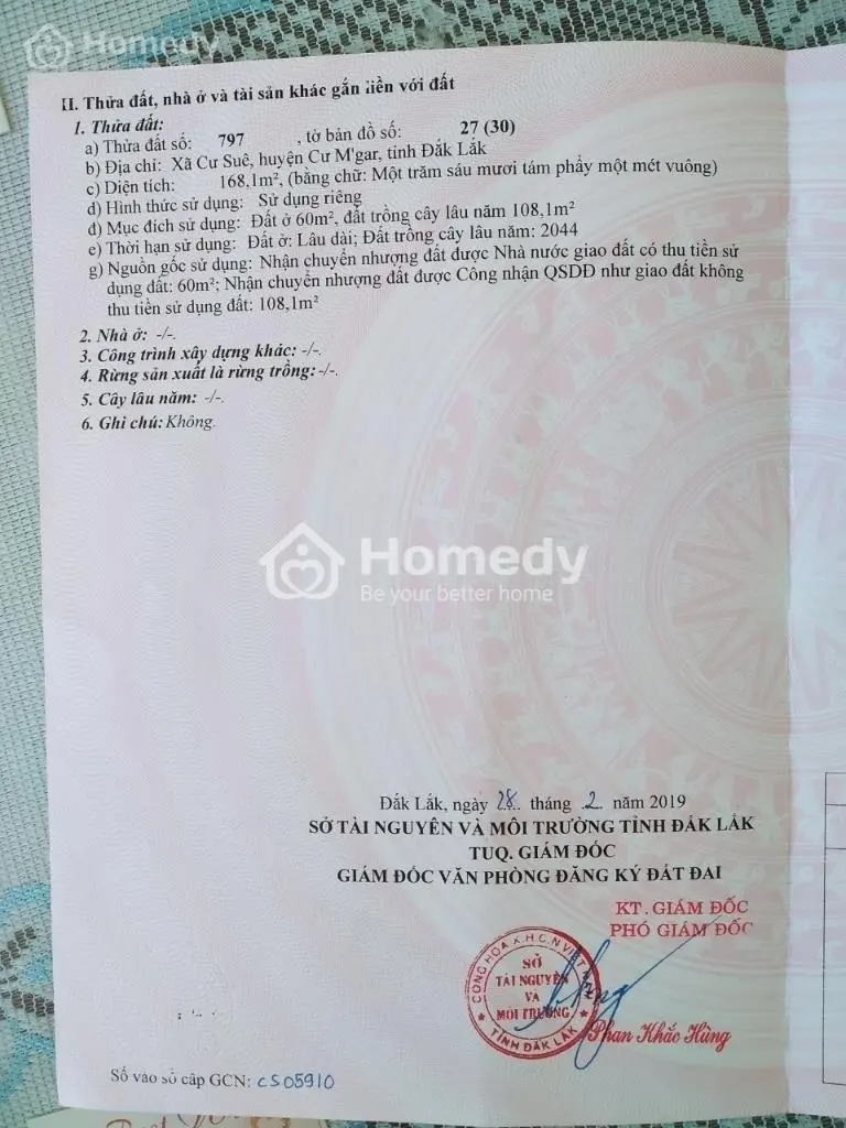 Bán Lô Đất 5 X 33 Thổ Cư 60 Dốc Buôn Rư 09345833***
