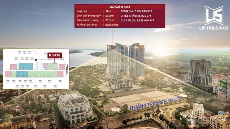 Bán Căn Hộ Chung Cư Cao Cấp 2Pn Tại Vic Grand Square Việt Trì