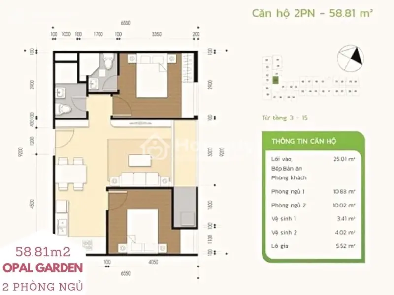 Bán Căn Hộ Opal Garden 2Pn 2Wc Tầng Cao View Hồ Bơi - Đang Cho Thuê