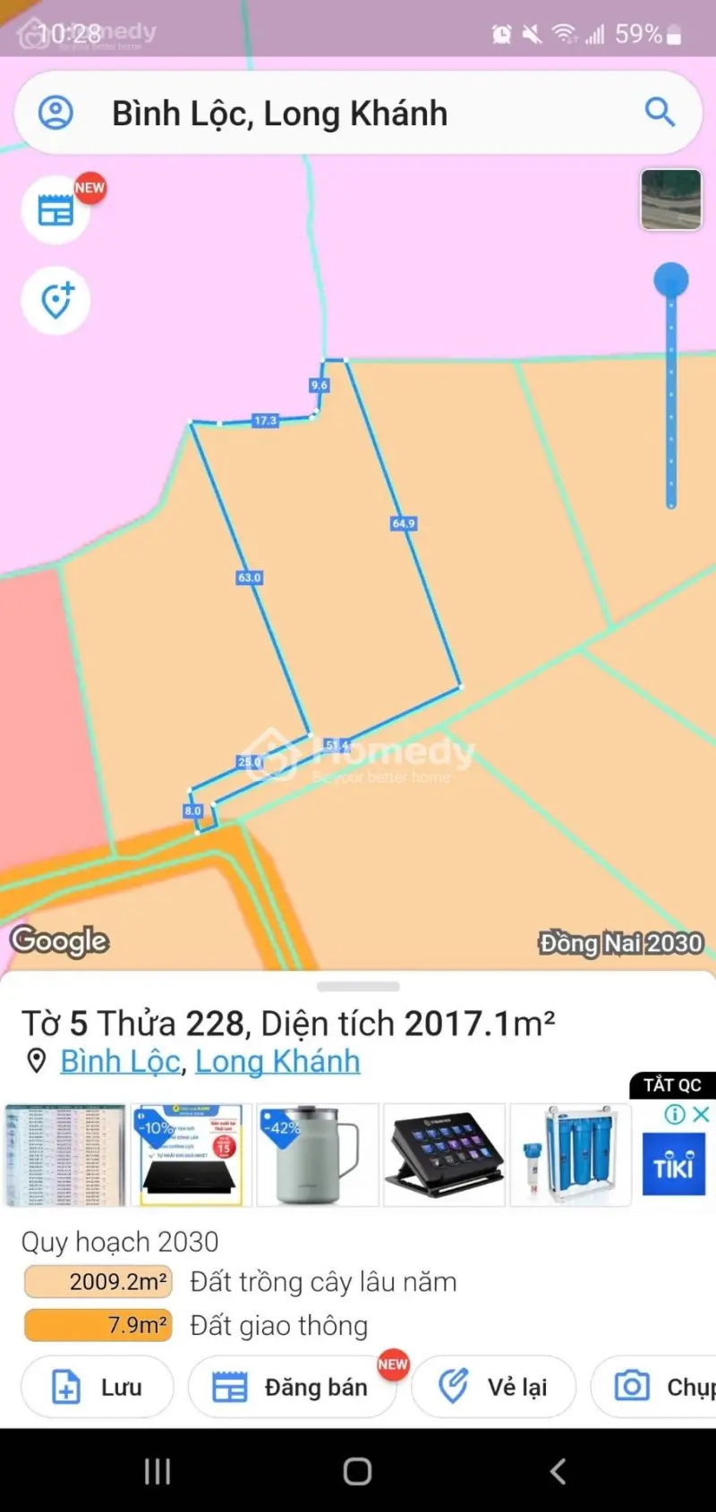 Chính Chủ Cần Bán Đất Vườn Sổ Hồng, Diện Tích 2017,1 M2 - Tp Long Khánh - Đồng Nai 2,9 Tỷ