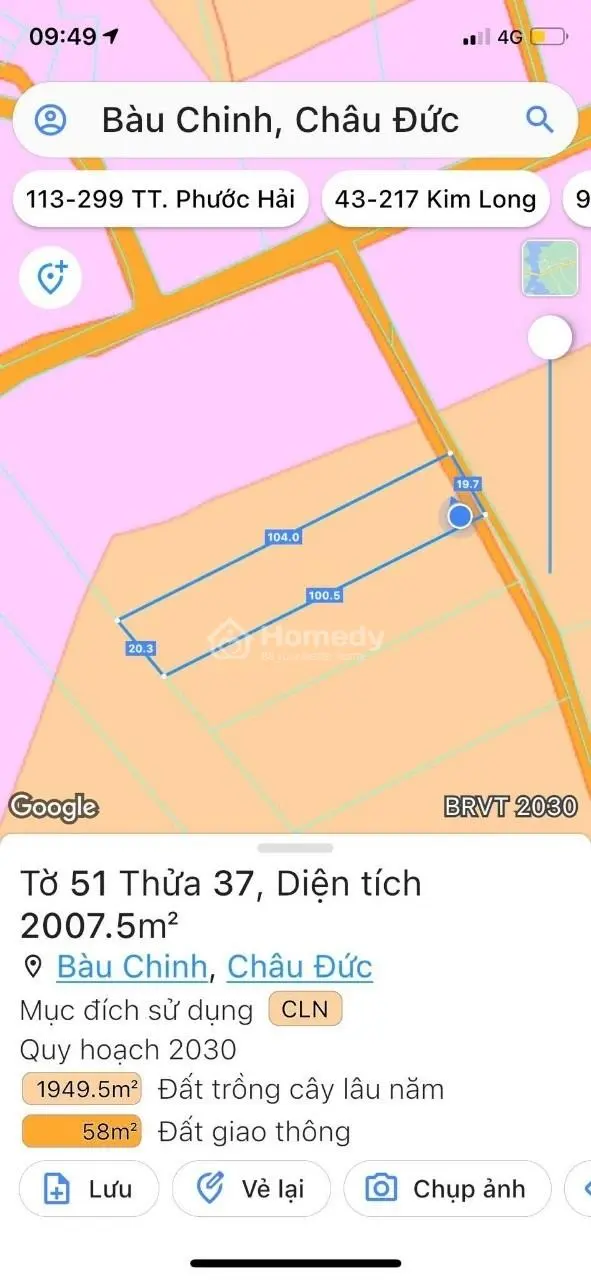 Chị Chủ Nợ Nần Bán 2000M2 Đất Bàu Chinh Chỉ 1.75 Tỉ , 20X100