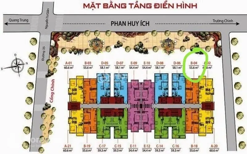 Chính Chủ Bán Căn Hộ 8X Thái An (Thái An 6) Phan Huy Ích 60M2 Giá 1 Tỷ 520 Triệu