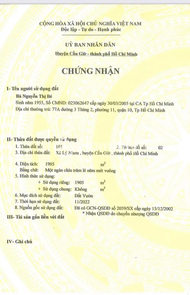 Bán Gấp Lô Đất Vườn - Lô Nhì Đường Lý Nhơn Huyện Cần Giờ Giá Rẻ