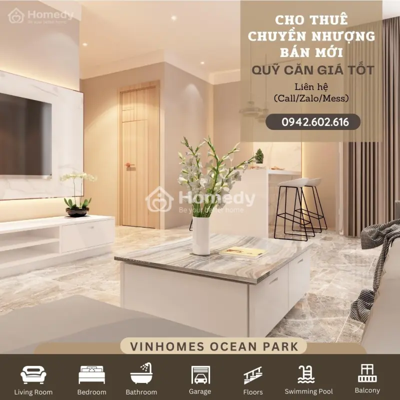 Cho Thuê Căn Hộ Studio - 3 Phòng Ngủ - Tại Vinhomes Ocean Park