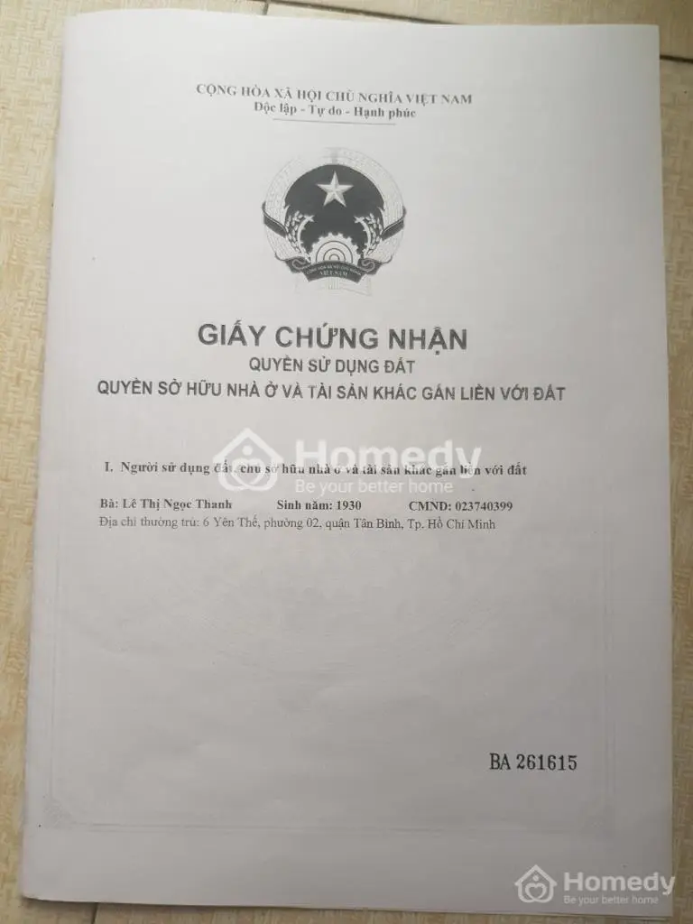 Chính Chủ Bán Đất Gấp 34/1A Yên Thế Khu Sân Bay, Hẻm Xe Hơi, 4 X 20M, Phường 2, Tân Bình