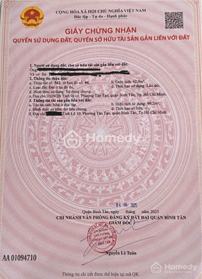 Bán Nhà Mt Đường Tỉnh Lộ 10, Dt 63M2, Xây Mới 1 Trệt, 1 Lầu.