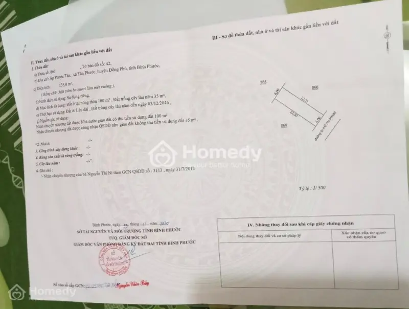 Cần Bán Gấp Lô Đất Ở Ấp Phước Tân, Xã Tân Phước, Huyện Đồng Phú