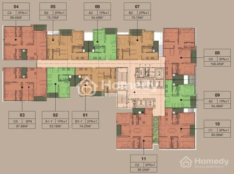 Bán Gấp Căn Hộ 1+1 55M2 Tòa The Zen Giá 2,46 Tỷ Lh 0977699***