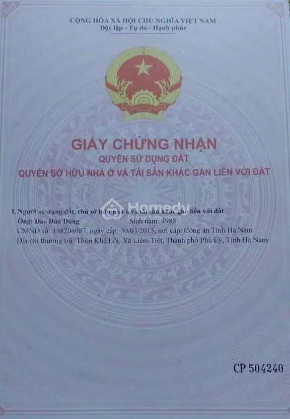 Bán Đất Thổ Cư Chính Chủ Gần Bệnh Viện Bạch Mai 2 Phủ Lý