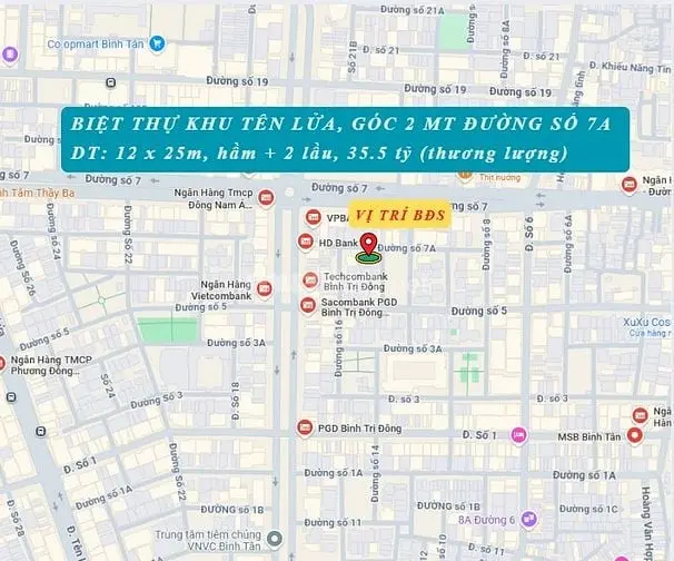 Biệt Thự Khu Tên Lửa, Góc 2Mt Đường Số 7A, 12 X 25M, 4 Tấm, 33.5 Tỷ.