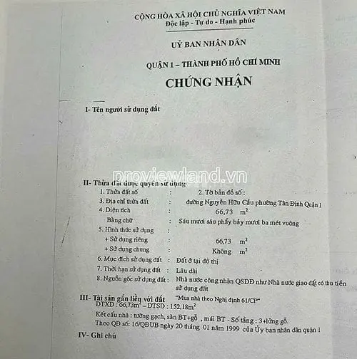 Bán Nhà Quận 1, Mặt Tiền Nguyễn Hữu Cầu, 168M2, Ngang 7M, 2 Tầng